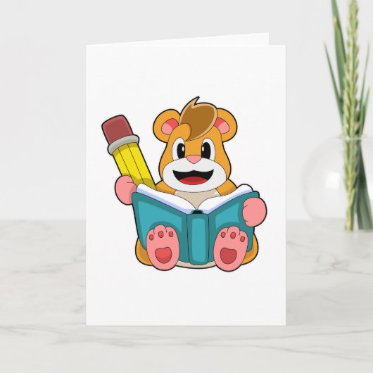Hamster mit Buch und Stift Karte (Vorderseite)