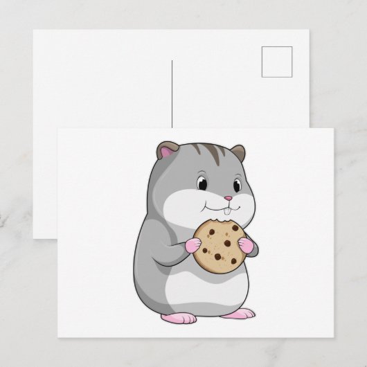 Hamster mit Cookie Postkarte (Vorne/Hinten)