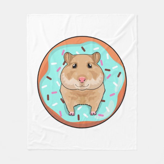 Hamster mit Donut Fleecedecke (Vorderseite)
