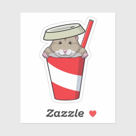 Hamster mit Drink Aufkleber (Blatt)