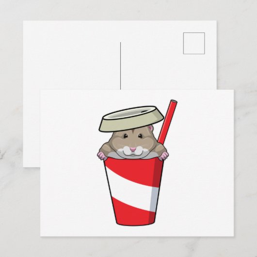 Hamster mit Drink Postkarte (Vorne/Hinten)