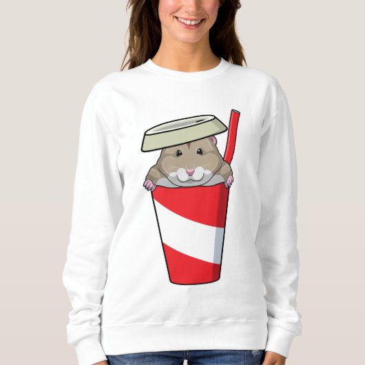 Hamster mit Drink Sweatshirt (Vorderseite)
