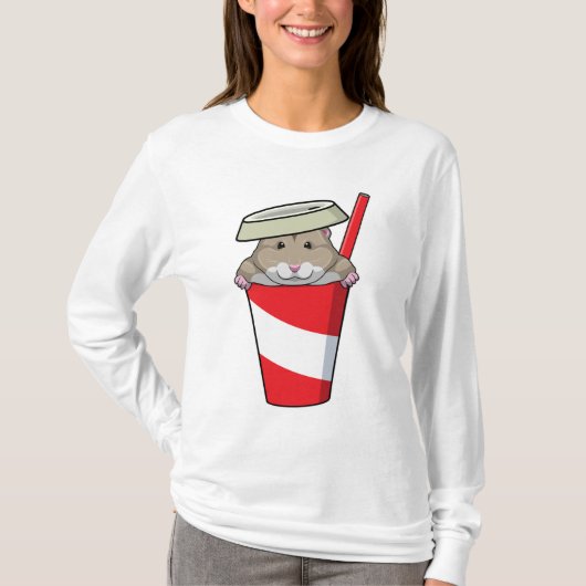 Hamster mit Drink T-Shirt (Vorderseite)