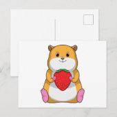 Hamster mit Erdbeere Postkarte (Vorne/Hinten)