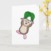 Hamster mit Fallschirm Karte (Gelbe Blume)