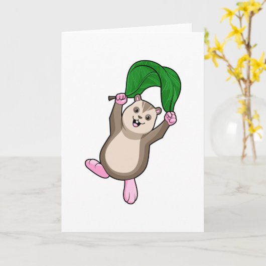 Hamster mit Fallschirm Karte (Gelbe Blume)