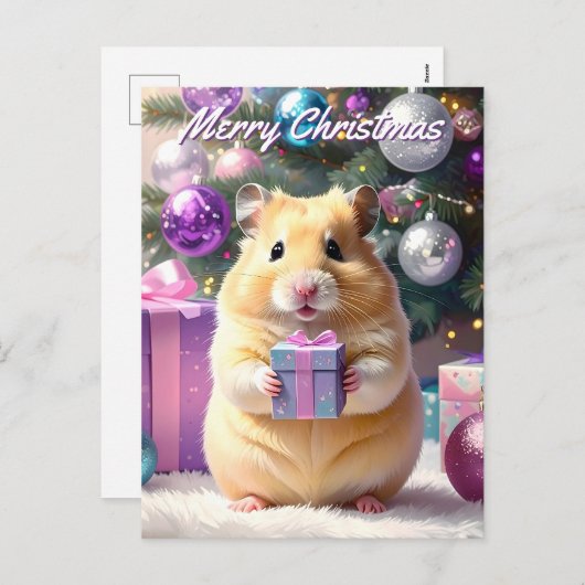 Hamster mit Geschenk Weihnachten (Vorne/Hinten)