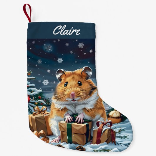 Hamster mit Geschenken Weihnachten Kleiner Weihnachtsstrumpf (Vorderseite)