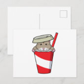 Hamster mit Getränk Postkarte (Vorne/Hinten)