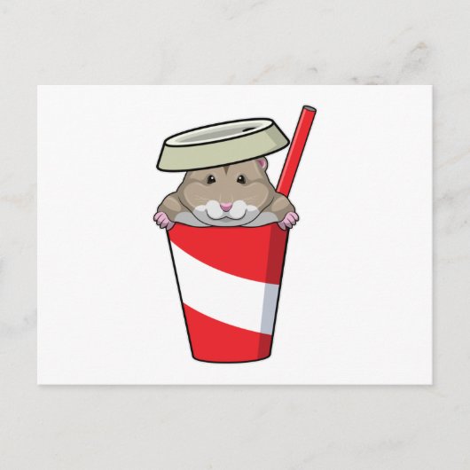 Hamster mit Getränk Postkarte (Vorderseite)