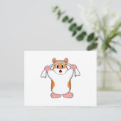 Hamster mit Handtuch Postkarte (Stehend Vorderseite)