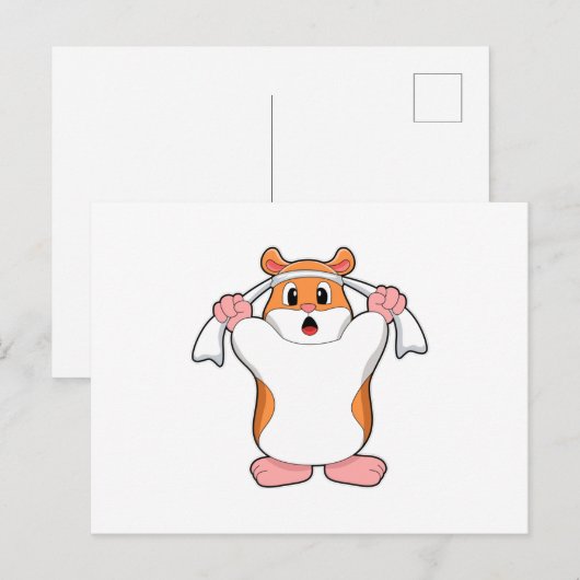 Hamster mit Handtuch Postkarte (Vorne/Hinten)