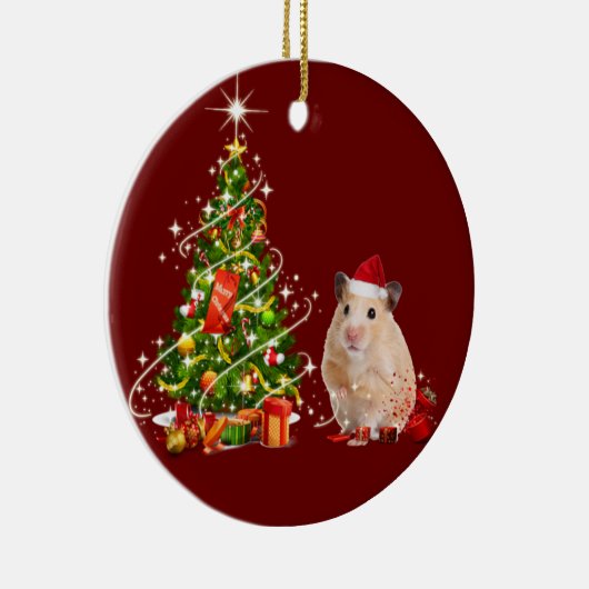 Hamster mit Hat Scafting Weihnachten Keramik Ornament (Rechts)
