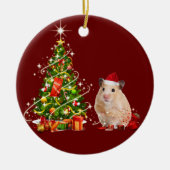 Hamster mit Hat Scafting Weihnachten Keramik Ornament (Vorne)