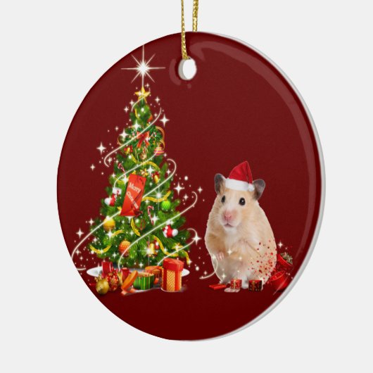 Hamster mit Hat Scafting Weihnachten Keramik Ornament (Links)