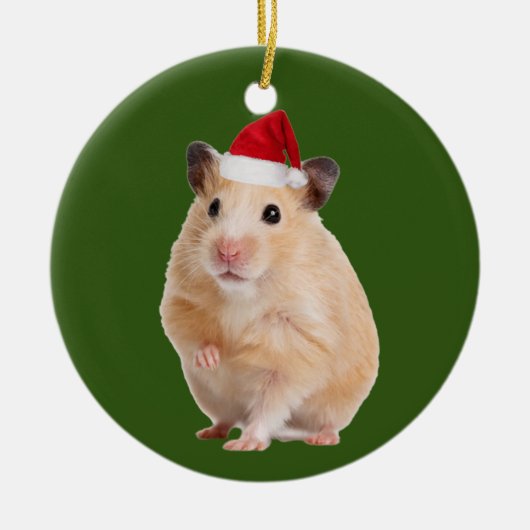 Hamster mit Hat Scanner Weihnachten Keramik Ornament (Vorne)