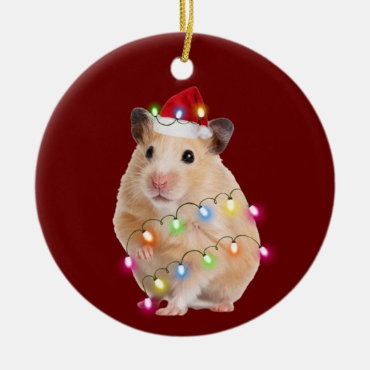Hamster mit Hat Scanner Weihnachten Keramik Ornament (Vorne)