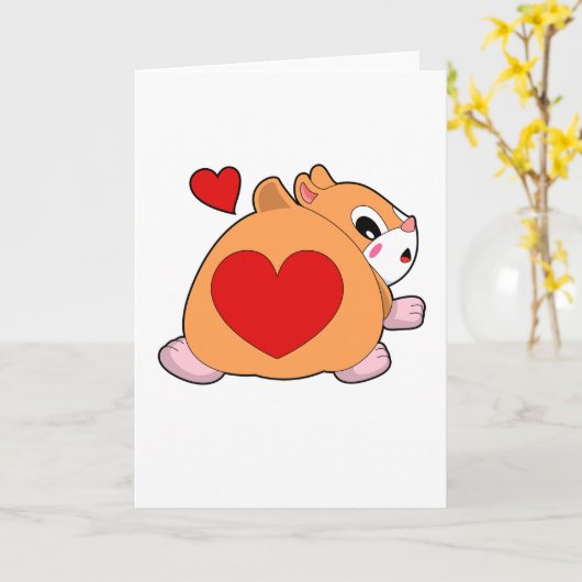 Hamster mit Herz Karte (Gelbe Blume)