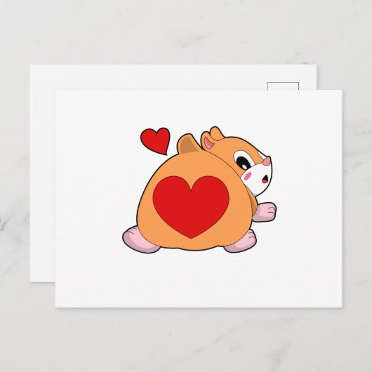 Hamster mit Herz Postkarte (Vorne/Hinten)