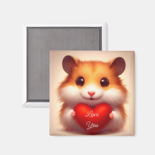 Hamster mit Herzmagazin Magnet (Vorderseite/Rückseite)