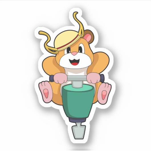 Hamster mit Jackhammer Aufkleber (Vorderseite)