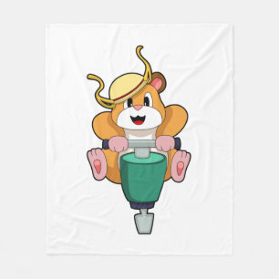 Hamster mit Jackhammer Fleecedecke