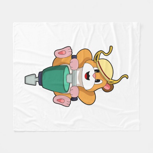 Hamster mit Jackhammer Fleecedecke (Vorderseite (Horizontal))
