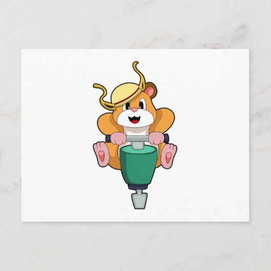 Hamster mit Jackhammer Postkarte (Vorderseite)