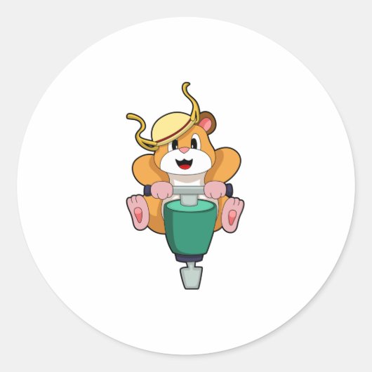 Hamster mit Jackhammer Runder Aufkleber (Vorderseite)