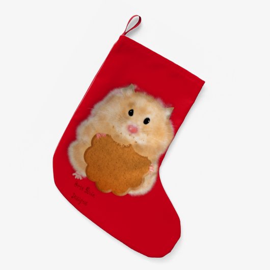 Hamster mit Keks Weihnachts-Strumpf Kleiner Weihnachtsstrumpf (Vorderansicht (hängend))
