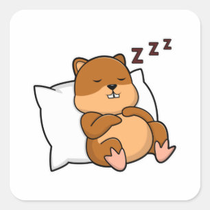 Hamster mit Kissen Quadratischer Aufkleber