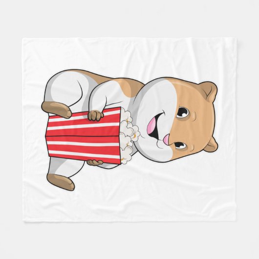 Hamster mit Knochen von Popcorn Fleecedecke (Vorderseite (Horizontal))