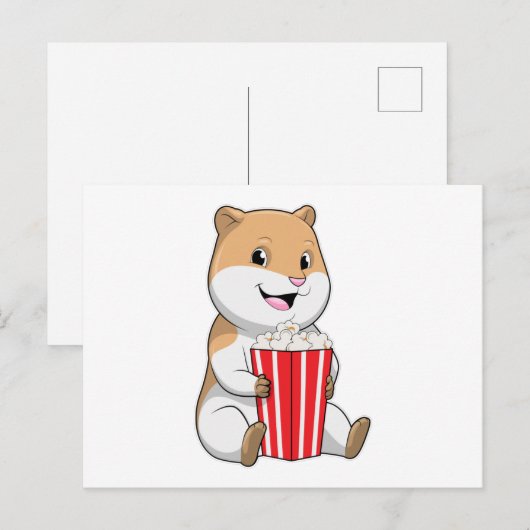 Hamster mit Knochen von Popcorn Postkarte (Vorne/Hinten)