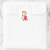 Hamster mit Knochen von Popcorn Quadratischer Aufkleber (Tasche)
