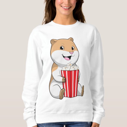 Hamster mit Knochen von Popcorn Sweatshirt (Vorderseite)