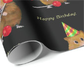Hamster mit Party-Hut und Lollipops auf Schwarz Geschenkpapier (Rolleneckpunkt)