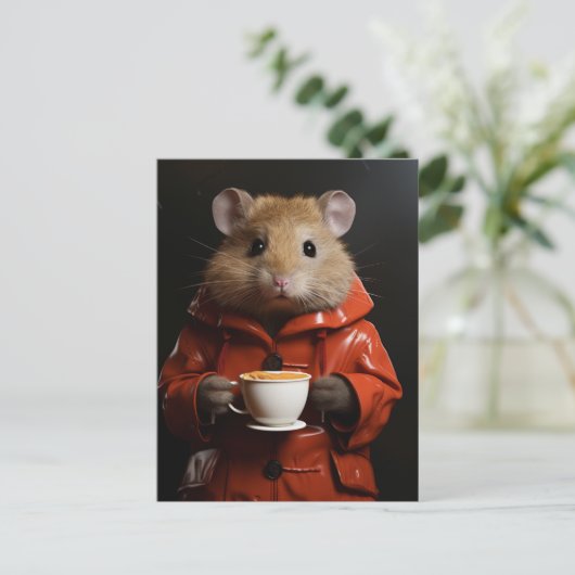 Hamster mit Peanut-Butter in einer Tasse Postkarte (Stehend Vorderseite)