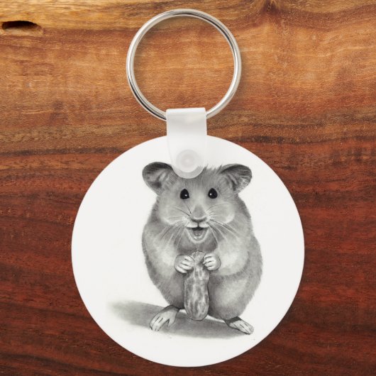 HAMSTER MIT PEANUT, PENCIL ART SCHLÜSSELANHÄNGER (Vorderseite)