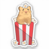 Hamster mit Popcorn Aufkleber (Vorderseite)