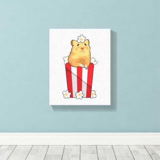 Hamster mit Popcorn Leinwanddruck (Insitu (Holzboden))