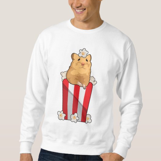 Hamster mit Popcorn Sweatshirt (Vorderseite)