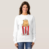 Hamster mit Popcorn Sweatshirt (Vorne ganz)