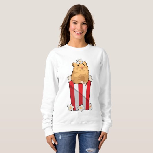 Hamster mit Popcorn Sweatshirt (Vorne ganz)