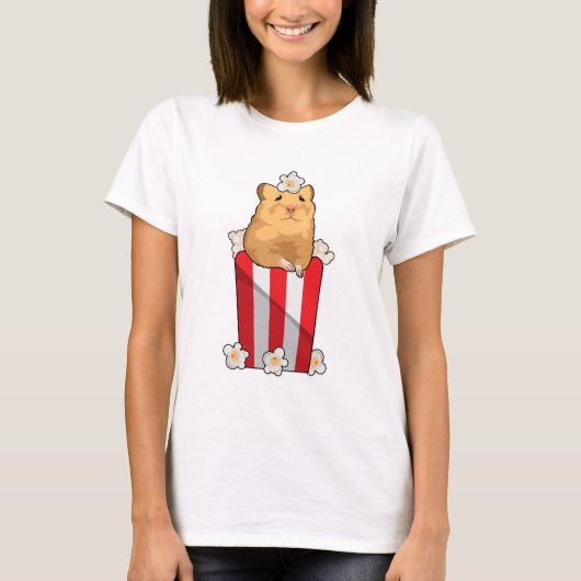 Hamster mit Popcorn T-Shirt (Vorderseite)