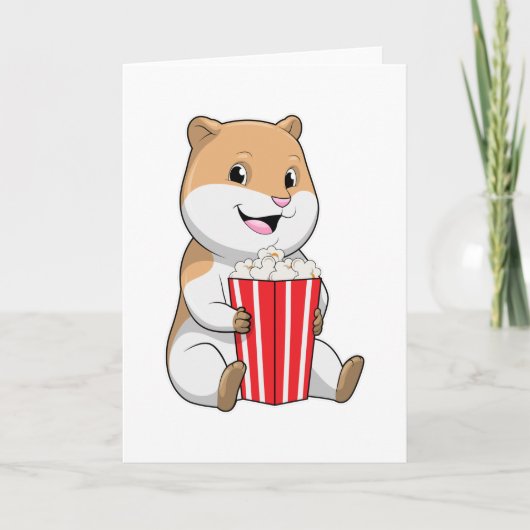 Hamster mit Popcorntüte Karte (Vorderseite)