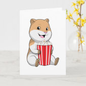 Hamster mit Popcorntüte Karte (Gelbe Blume)