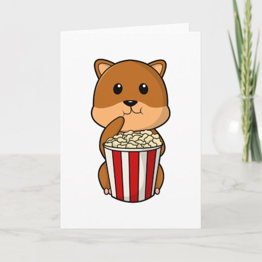 Hamster mit Popcorntüte Karte (Vorderseite)