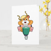 Hamster mit Presslufthammer Karte (Gelbe Blume)