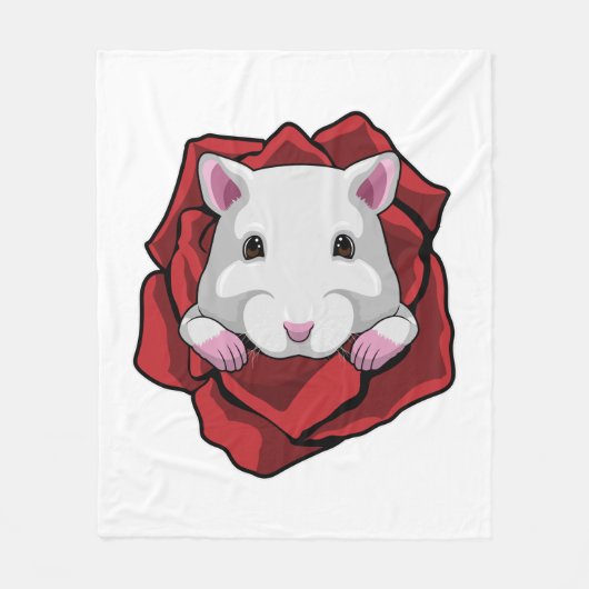 Hamster mit Rose Fleecedecke (Vorderseite)
