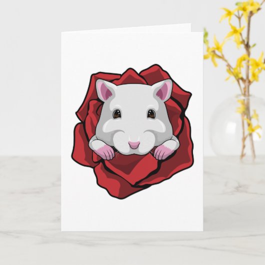 Hamster mit Rose Karte (Gelbe Blume)